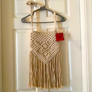 Mossimo Supply Co. Cream Macramé Fringe Shoulder Bag